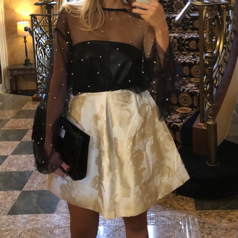 Floral Embroidered White Skirt